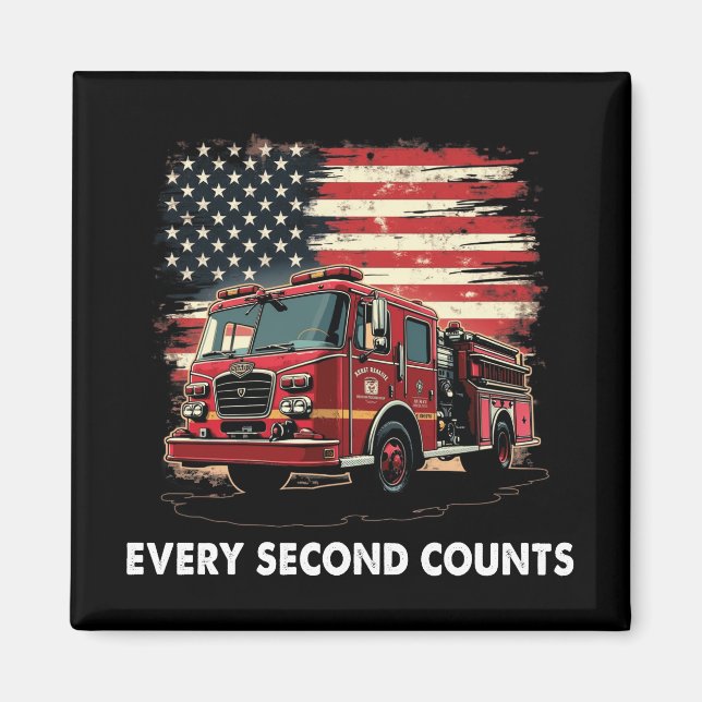 Fireman American Flag Thin Red Line Feuerwehrmann Magnet (Vorne)