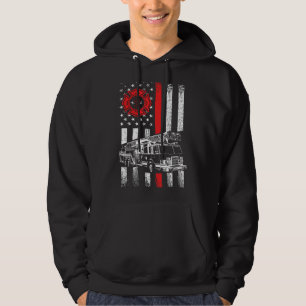 Fireman American Flag Thin Red Line Grafik Firef Hoodie