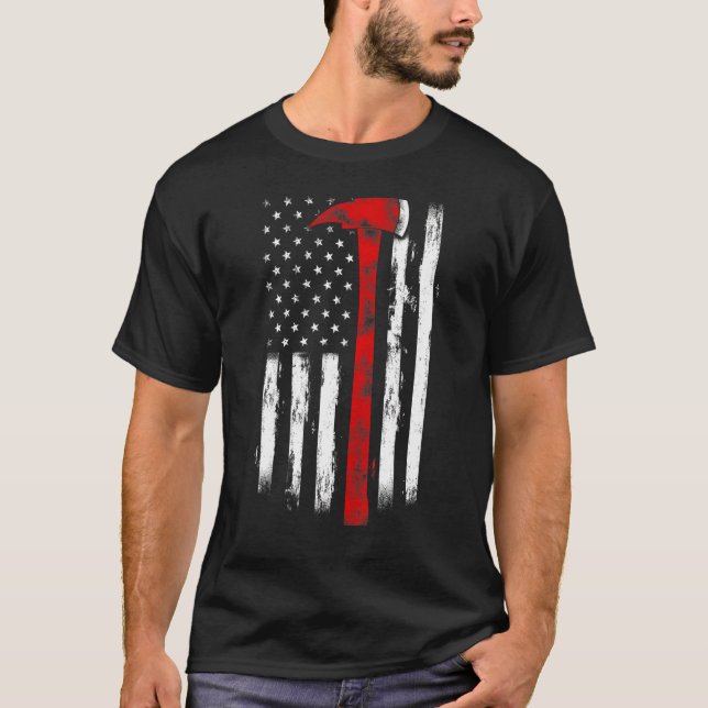 Fireman Ax Fire Department Firefighter American Ax T-Shirt (Vorderseite)