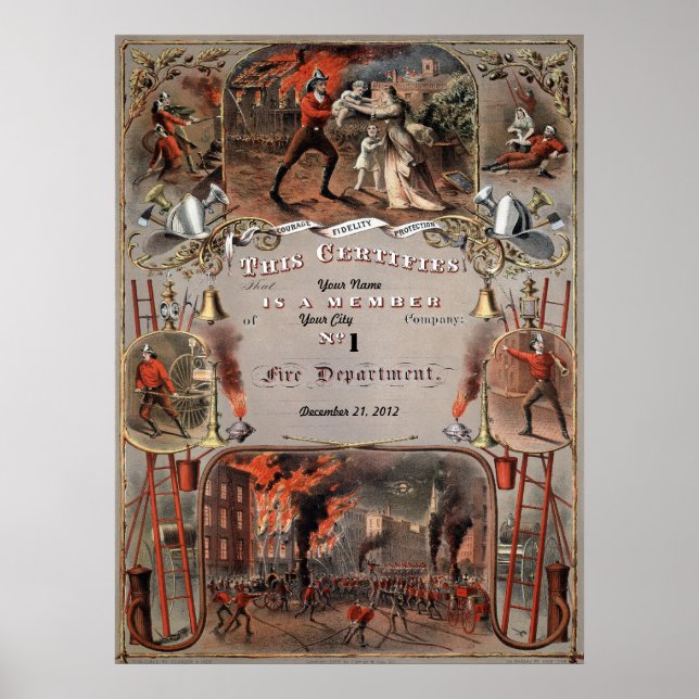 FIREMAN-BEKÄMPFUNG PERSONALISIEREN POSTER (Vorne)