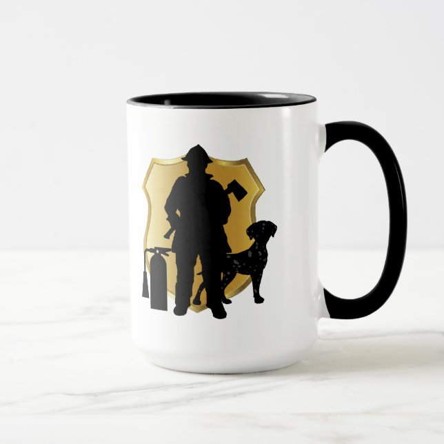 Fireman Dalmatiner Silhouette Kaffee Tasse (Rechts)