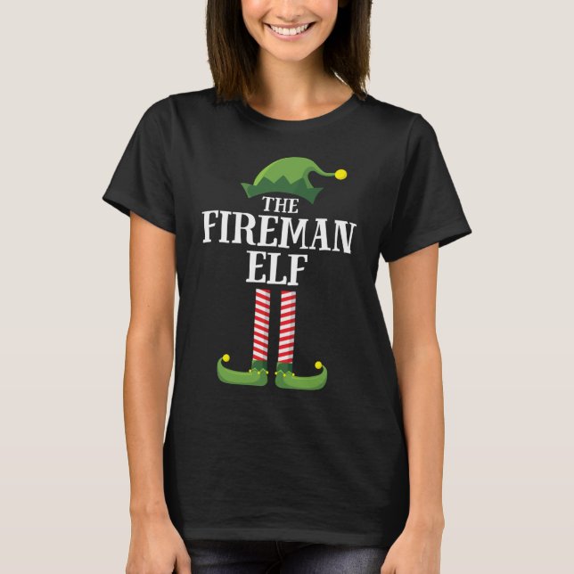 Fireman Elf Matching Familienweihnachtliches Party T-Shirt (Vorderseite)