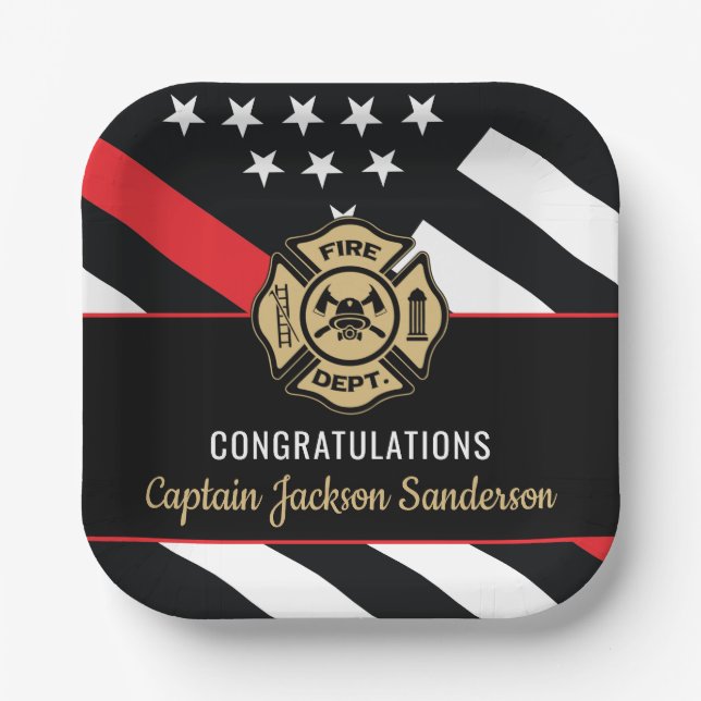 Fireman Fire Department Firefighter Retirement Pappteller (Vorderseite)