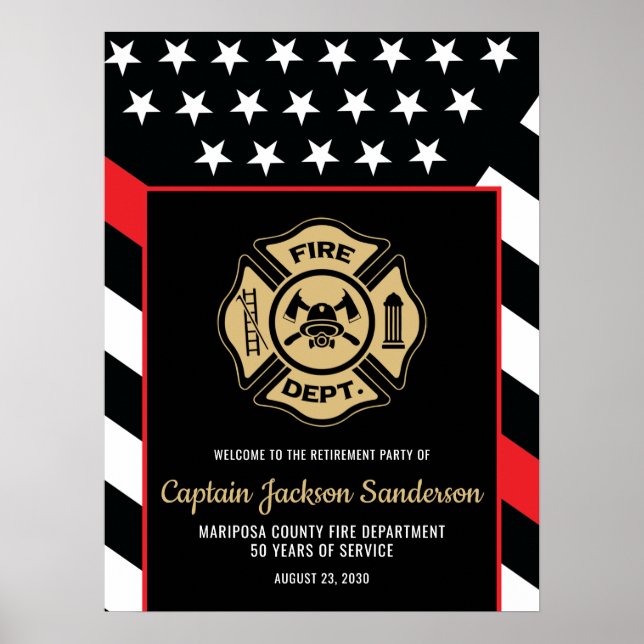 Fireman Fire Department Firefighter Retirement Poster (Vorne)