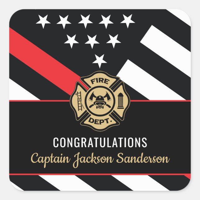 Fireman Fire Department Firefighter Retirement Quadratischer Aufkleber (Vorderseite)