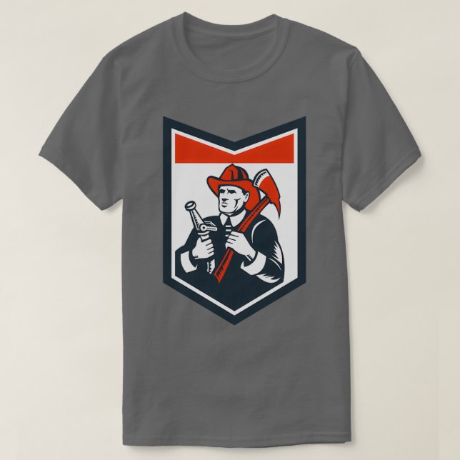 Fireman Firefighter Carry Ax Schlauchschild Holzsc T-Shirt (Design vorne)