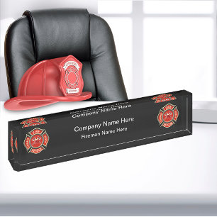 Fireman Firehouse-Schreibtisch Name Plakat Namensplakette