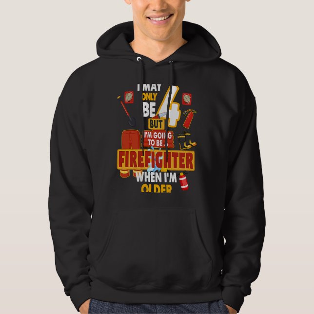 Fireman Outfit Idea For Kids & Boys 4th Birthday F Hoodie (Vorderseite)