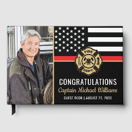 Fireman Photo Red Line Flag Firefighter Retirement Gästebuch