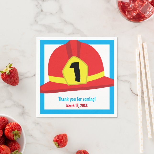 Fireman Red Helmet Gewohntes Alter Geburtstag Serviette (Beispiel)