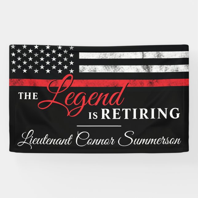 Fireman Retirement Red Line Flag Feuerwehrmann Banner (Horizontal)