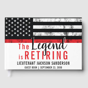 Fireman Retirement Red Line Flag Feuerwehrmann Gästebuch