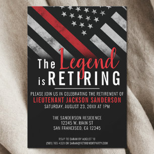 Fireman Retirement Thin Red Line Firefighter Party Einladung