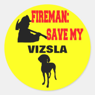 Fireman Rettete Mein Vizsla Runder Aufkleber