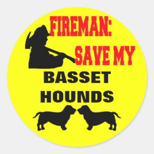 Fireman Rettete meine Basset Hounds Runder Aufkleber