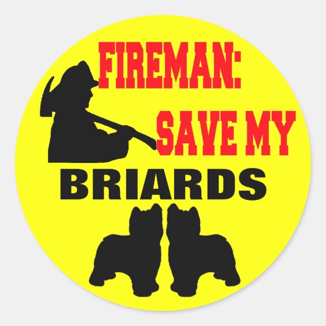 Fireman Rettete meine Briards Runder Aufkleber (Vorderseite)