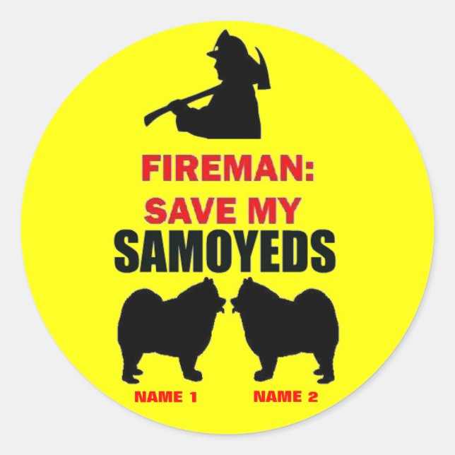 Fireman Rettete meine Samoyeds Runder Aufkleber (Vorderseite)