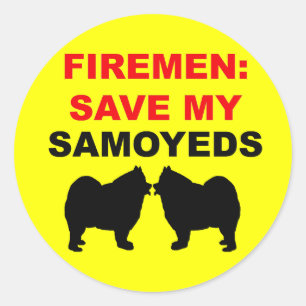 Fireman Rettete meine Samoyeds Runder Aufkleber