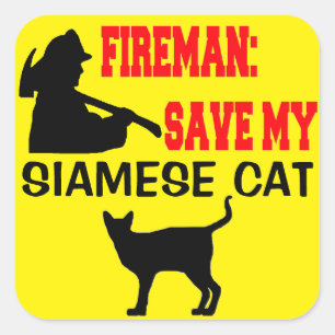 Fireman Rettete meine Siamkatze Quadratischer Aufkleber