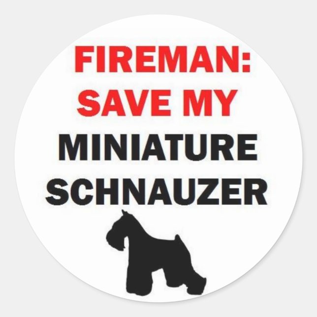 Fireman Rettete meinen Miniaturschnauzer Runder Aufkleber (Vorderseite)