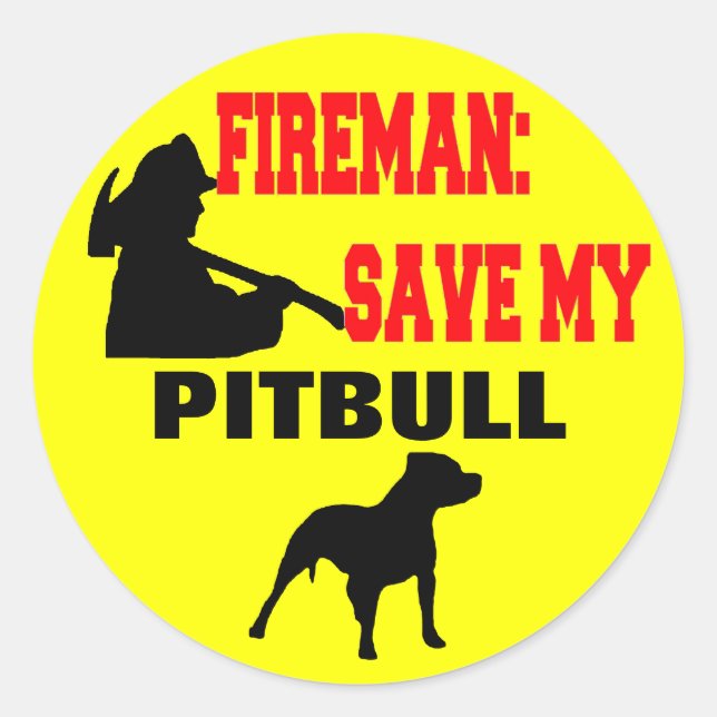 Fireman Rettete meinen Pitbull Runder Aufkleber (Vorderseite)
