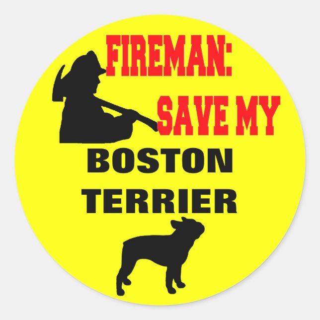 Fireman Rettete My Boston Terrier Runder Aufkleber (Vorderseite)