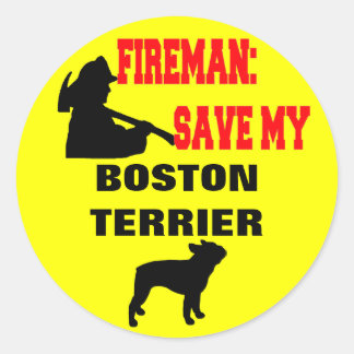 Fireman Rettete My Boston Terrier Runder Aufkleber