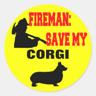 Fireman Rettete My Corgi Runder Aufkleber