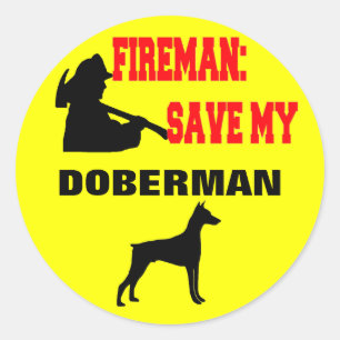Fireman Rettete My Doberman Runder Aufkleber