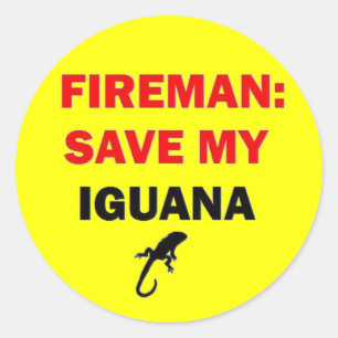 Fireman Rettete My Iguana Runder Aufkleber