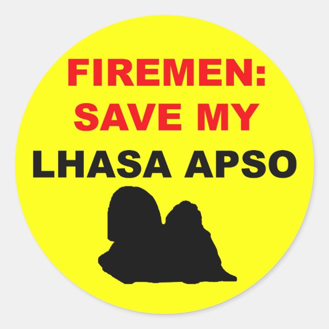 Fireman Rettete My Lhasa Apso Runder Aufkleber (Vorderseite)