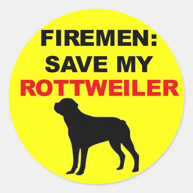 Fireman Rettete My Rottweiler Runder Aufkleber (Vorderseite)