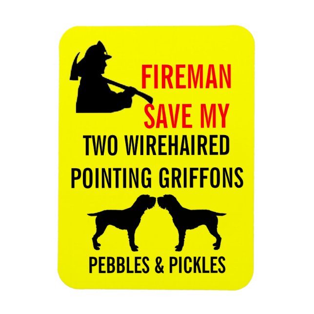 Fireman Rettete zwei Drahthaar-Zeiger Griffons Magnet (Vertikal)