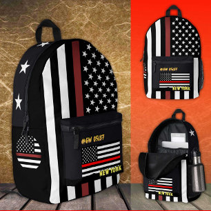 Fireman-Rucksack, dünne rote Linie, Tasche, amerik Bedruckter Rucksack