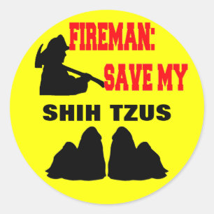 Fireman Save My Shih Tzus Runder Aufkleber