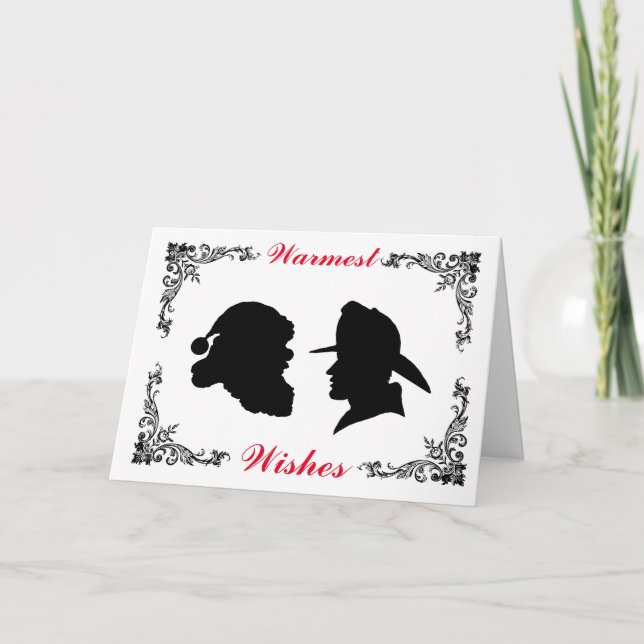 Fireman-Silhouette und Weihnachtskarte Karte (Vorderseite)