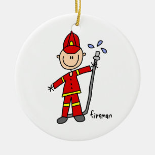 Fireman-Strichmännchen Keramik Ornament