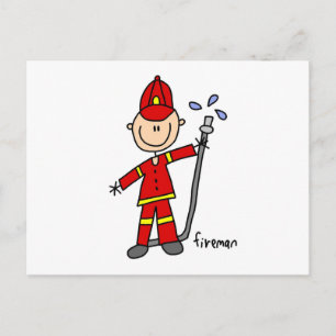 Fireman Strichmännchen Postkarte