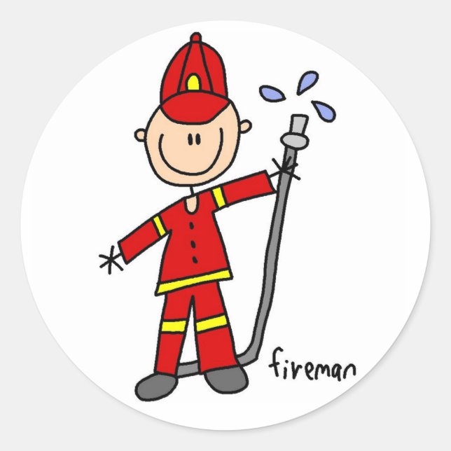 Fireman Strichmännchen Sticker (Vorderseite)