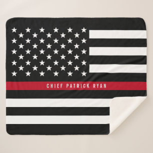 Fireman Thin Red Line American Flag Monogram Med. Sherpadecke