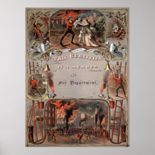 FIREMAN-Zertifikat Vintage Feuerwehr Poster