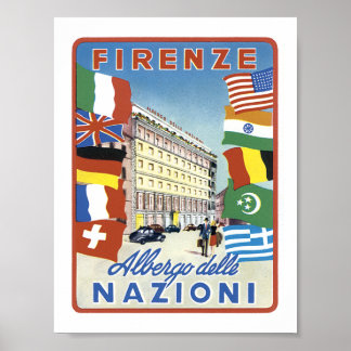 Firenze Albergo delle Nazioni ohne Grenze Poster