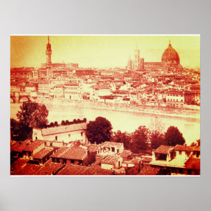 FIRENZE - ANTIQUE FLORENZ PANORAMABLICK 1859 POSTER
