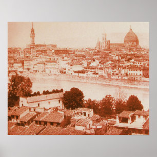 FIRENZE - ANTIQUE FLORENZ PANORAMABLICK 1859 POSTER