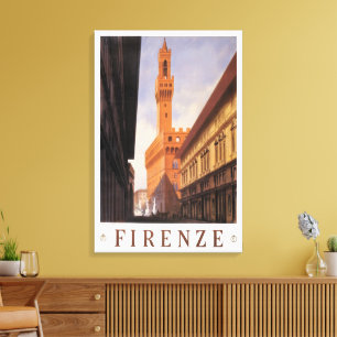 Firenze, Florenz, Palazzo Vecchio, Vintage Italien Leinwanddruck