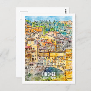 Firenze Toskana Italien Reisen Place Watercolor Postkarte