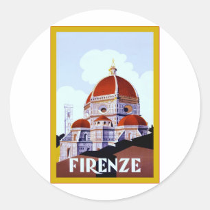 Firenze ~ Vintage italienische Reise Runder Aufkleber