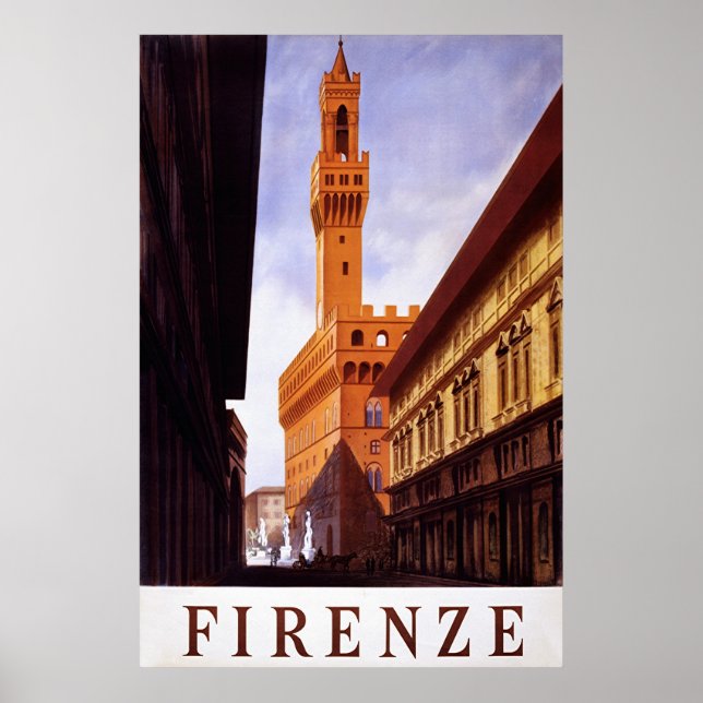 Firenze ~ Vintages Italienisches Reiseplakat. Poster (Vorne)