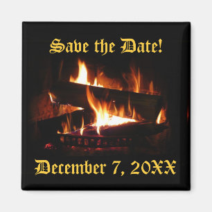 Fireplace Save the Date Magnet