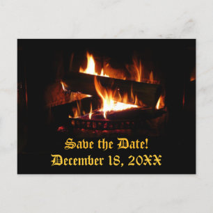 Fireplace Save the Date Postkarte